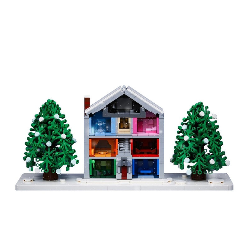 Romantic Pastel Winter House Building Kit | LEGO-Compatible MOC - 2