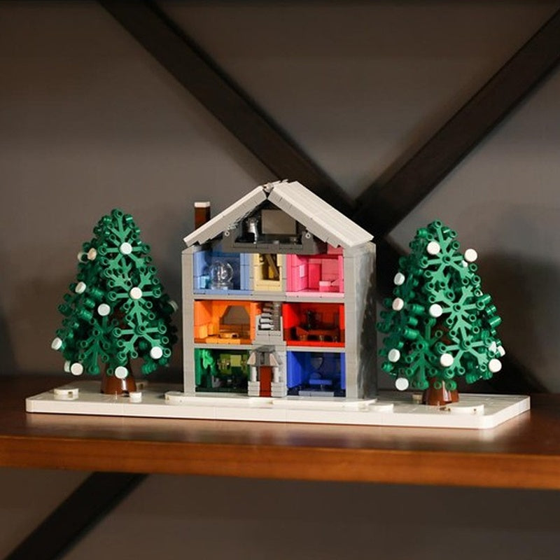 Romantic Pastel Winter House Building Kit | LEGO-Compatible MOC - 3