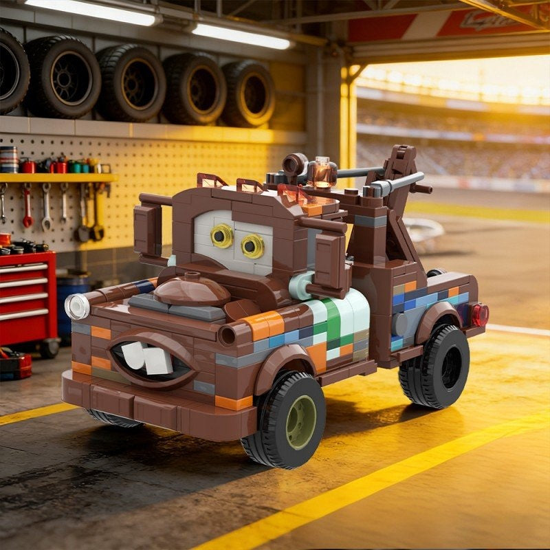 Rusty Vintage Tow Truck MOC Building Kit | Cartoon Recovery Vehicle Model - 7