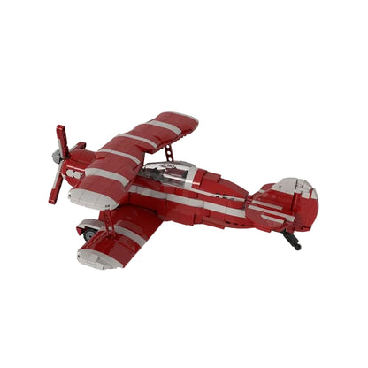 S2B Red & White Aerobatic Biplane MOC Building Kit - 2