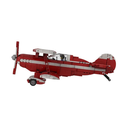 S2B Red & White Aerobatic Biplane MOC Building Kit - 3