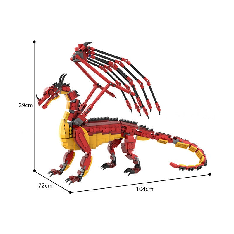 Scarlet Sky Dragon MOC Building Kit | Legendary Winged Beast Figure - 5