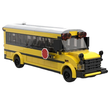 School Bus MOC Building Kit | Realistic Yellow Bus Vehicle Model - 4