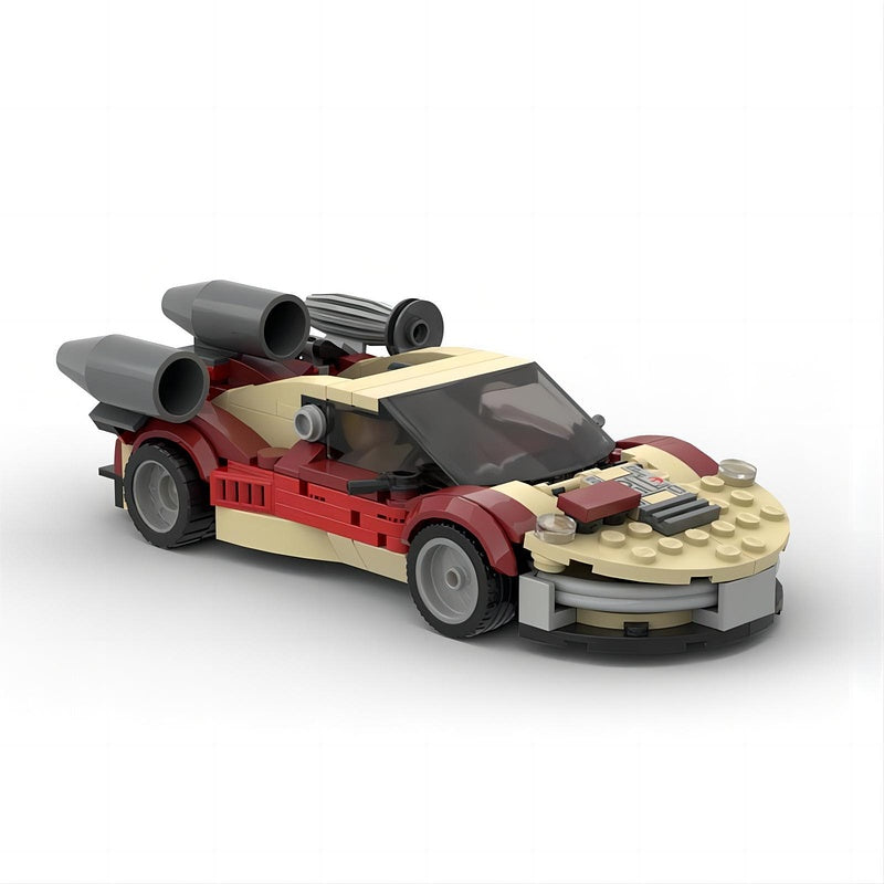Sci-Fi Desert Landspeeder Race Car Building Kit | 8-Wide LEGO-Compatible MOC - 1