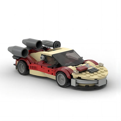 Sci-Fi Desert Landspeeder Race Car Building Kit | 8-Wide LEGO-Compatible MOC - 3