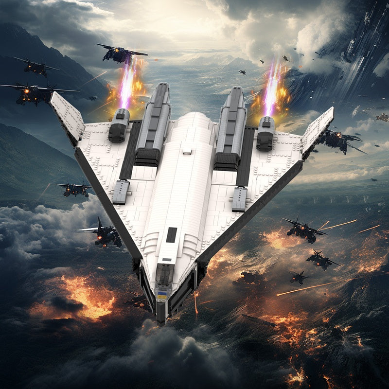 Sci-Fi Valkyrie SSTO TAV-37B Space Shuttle Building Kit | LEGO-Compatible MOC - 1