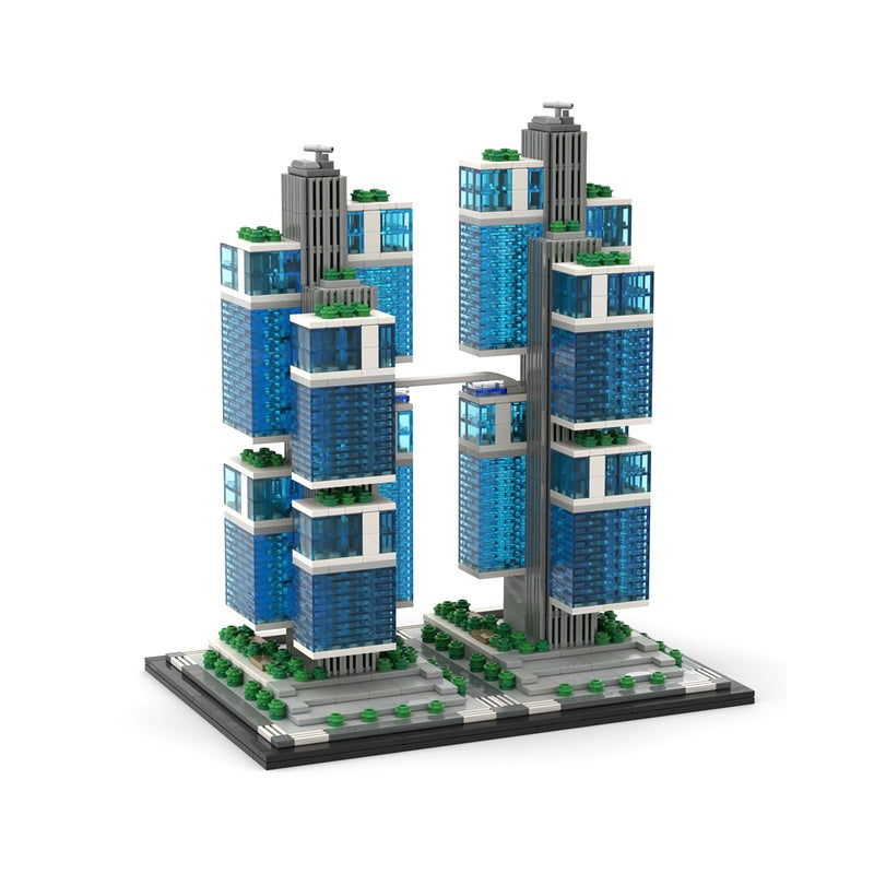 Shenzhen Twin Cantilever Towers 1:800 MOC Skyscraper Building Kit - 1
