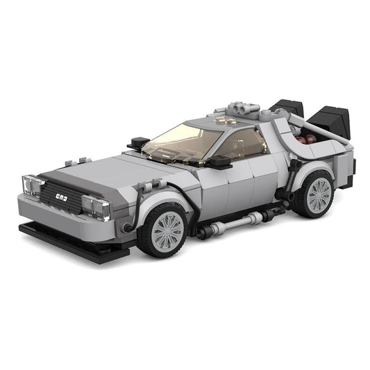 Silver 1980s 8-Stud Retro-Futuristic Sports Coupe MOC Building Kit - 1