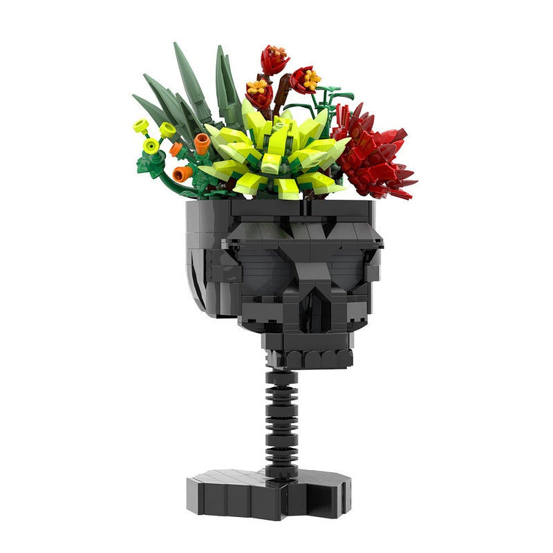 Skull Roses Bouquet MOC Building Kit | Gothic Floral Display Model - 1