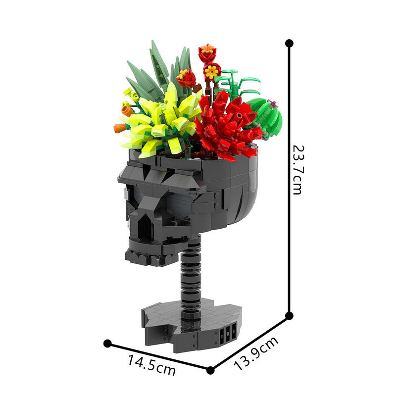 Skull Roses Bouquet MOC Building Kit | Gothic Floral Display Model - 4
