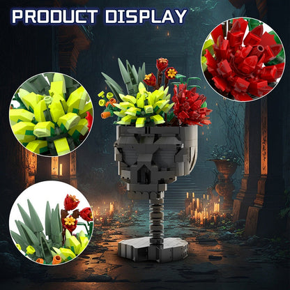Skull Roses Bouquet MOC Building Kit | Gothic Floral Display Model - 5
