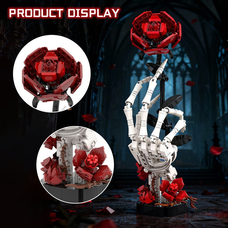 Skull Roses Bouquet MOC Building Kit | Gothic Floral Display Model - 8