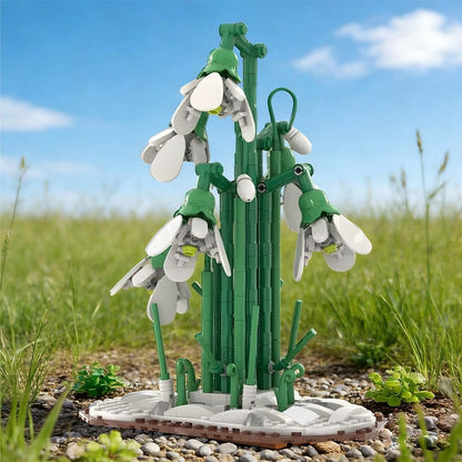 Snowdrops in the Forest MOC Building Kit Botanical Flower Display Model - 2