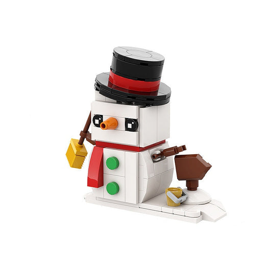 Snowman Cube Character MOC Building Kit | Christmas Figure Display - 1