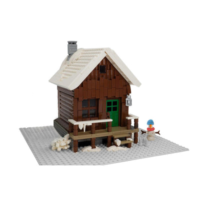 Snowy Winter Cabin Building Kit | LEGO-Compatible MOC - 1