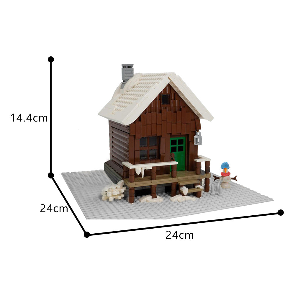 Snowy Winter Cabin Building Kit | LEGO-Compatible MOC - 3