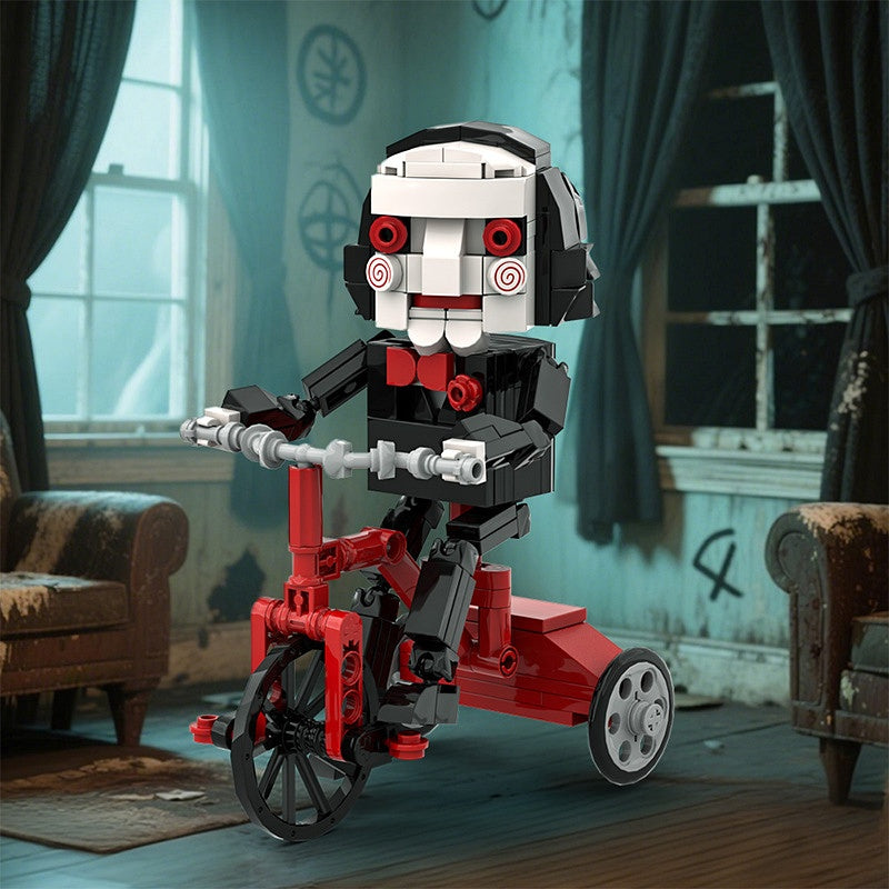 Spiral-Cheek Horror Puppet MOC Building Kit | Tricycle Character Figure - 2