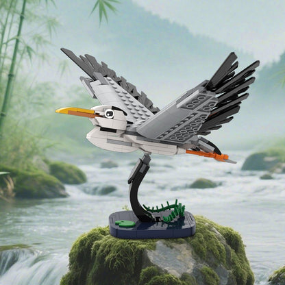 Tawny Owl Flying Bird MOC Building Kit Display Stand Poseable Wings - 2
