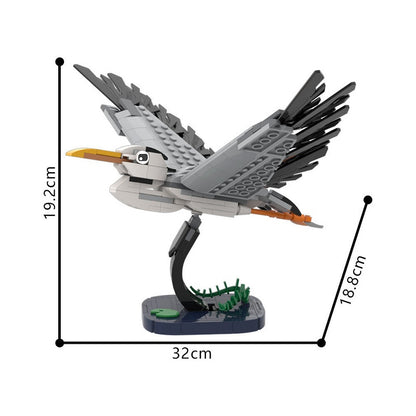 Tawny Owl Flying Bird MOC Building Kit Display Stand Poseable Wings - 6