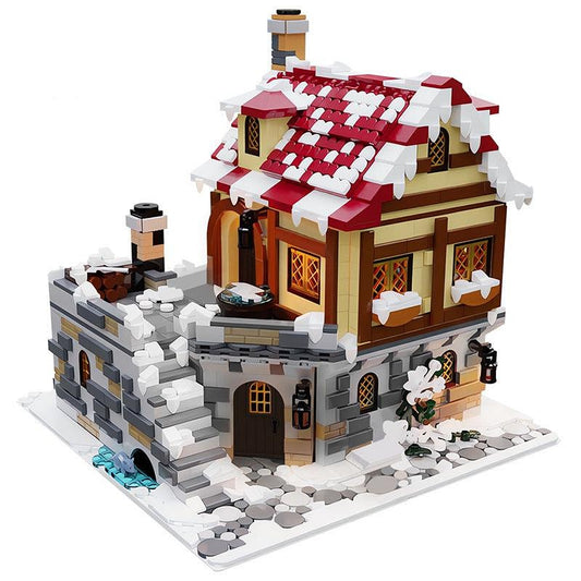 The Tavern Under Snow MOC Building Kit | Winter Medieval Architecture - 1