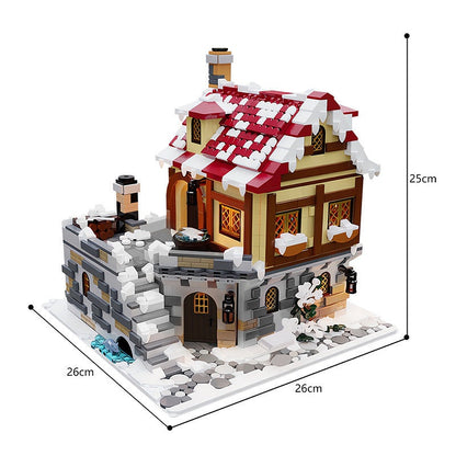 The Tavern Under Snow MOC Building Kit | Winter Medieval Architecture - 5