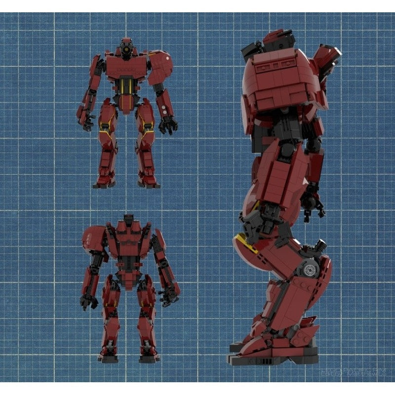 Three-Arm Blade Mecha MOC Building Kit | Red Mechanical Figure - 3
