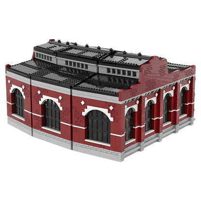 Three-Bay Railway Roundhouse Locomotive Depot MOC Building Kit - 2
