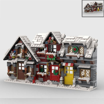 Three Little Winter Houses MOC Building Kit | Snowy Village Architecture - 5