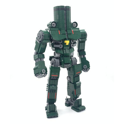 Tower-Head Heavy Mecha MOC Building Kit | Dark Green Mechanical Figure - 3
