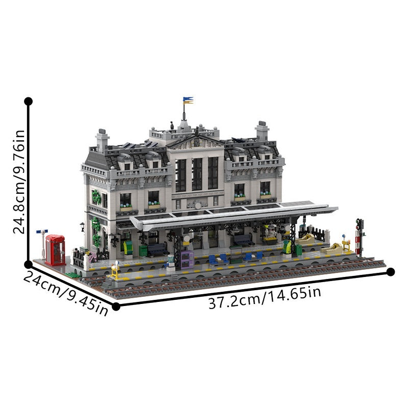 Train Station MOC Building Kit | Railway Architecture Model - 6