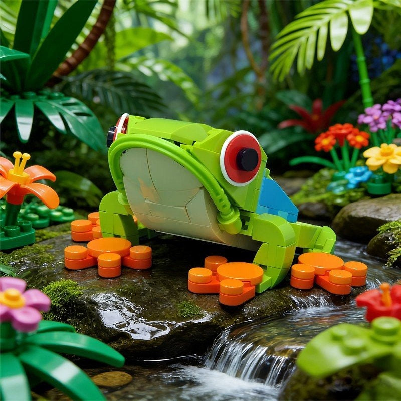 Tree Frog MOC Building Kit | Vibrant Wildlife Display Model - 4