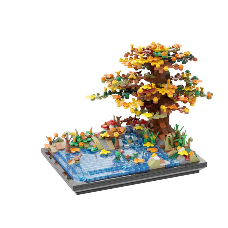 Tree on a Lake Autumn MOC Building Kit | Nature Display Model - 1