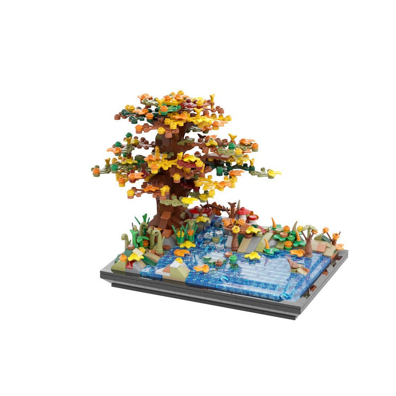 Tree on a Lake Autumn MOC Building Kit | Nature Display Model - 3