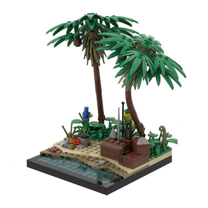 Tropical Island Beach MOC Building Kit | Coastal Paradise Diorama - 1