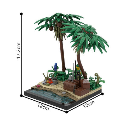 Tropical Island Beach MOC Building Kit | Coastal Paradise Diorama - 4