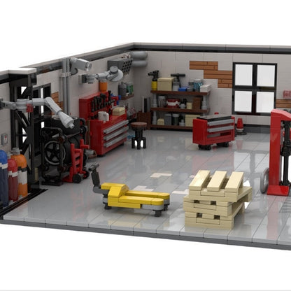 Tuning Garage Workshop MOC Building Kit | Car Lift Display Model - 3