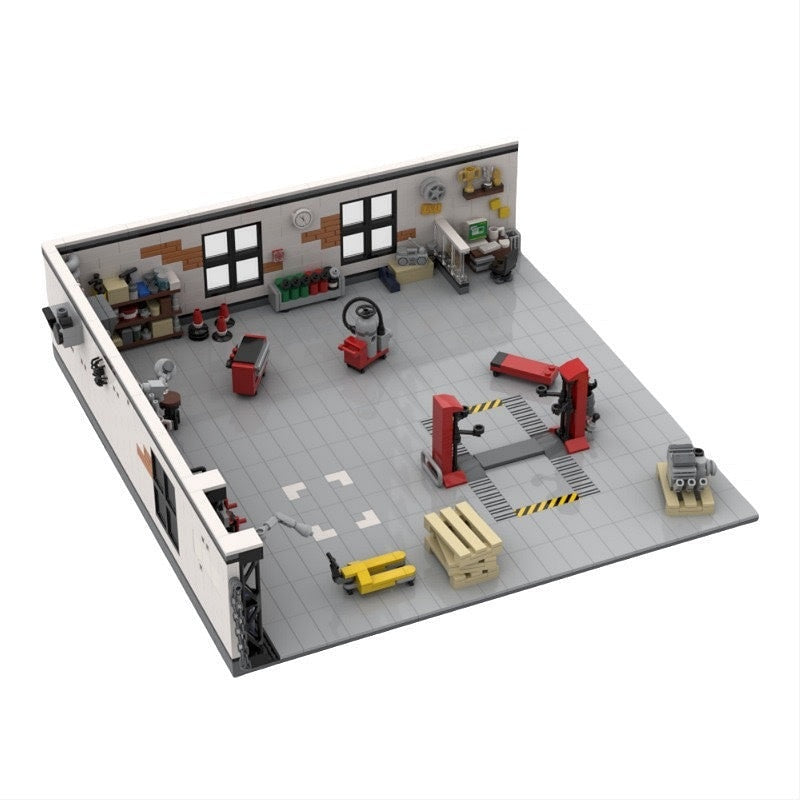 Tuning Garage Workshop MOC Building Kit | Car Lift Display Model - 5