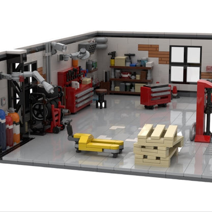 Tuning Garage Workshop with Car Lift Building Kit | LEGO-Compatible MOC - 3