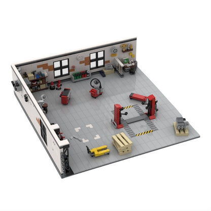 Tuning Garage Workshop with Car Lift Building Kit | LEGO-Compatible MOC - 5