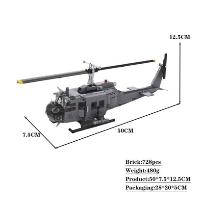 UH-1H Iroquois "Huey" Helicopter Building Kit | LEGO-Compatible MOC - 4