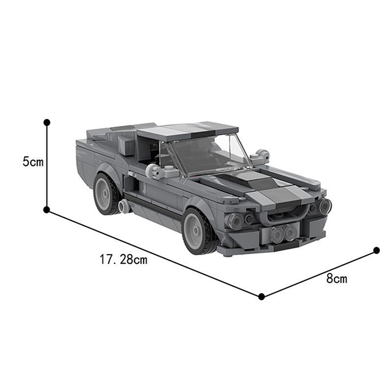V8 G5 500 Racing Muscle Car MOC Building Kit | Silver Blue Vehicle Model - 2