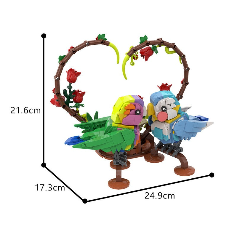 Valentine Lovebirds MOC Building Kit | Romantic Bird Display Model Set - 5