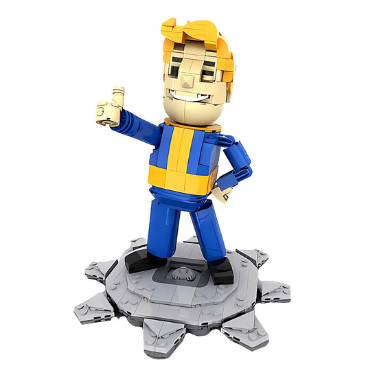 vault boy figurine with stand building set | fallout | moc-179833 - 3