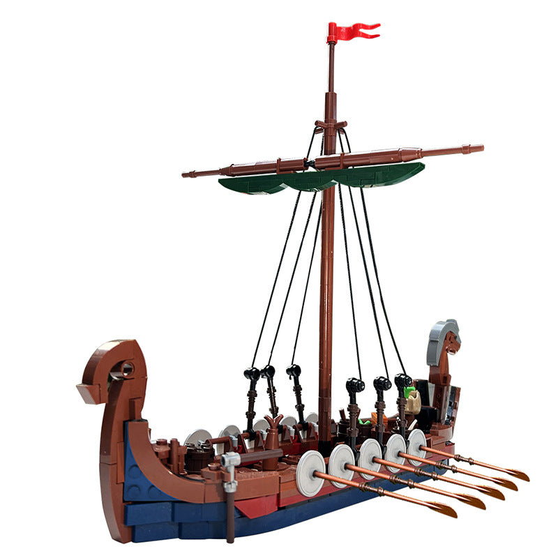 Viking Longship Building Kit | LEGO-Compatible MOC - 1