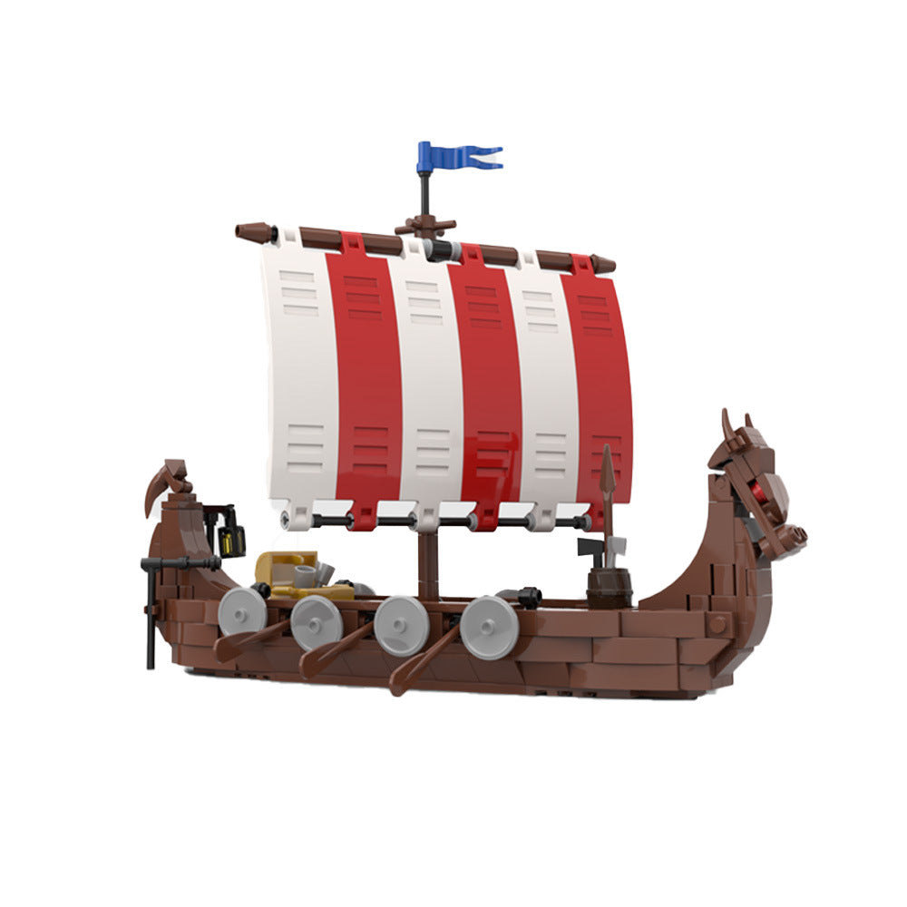Viking Longship Building Kit | LEGO-Compatible MOC - 1
