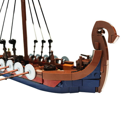 Viking Longship MOC Building Kit | Historic Wooden Sailing Vessel Model - 3