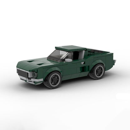 Vintage 1968 Dark Green V8 Fastback Muscle Car Building Kit | 6-Wide LEGO-Compatible MOC - 1