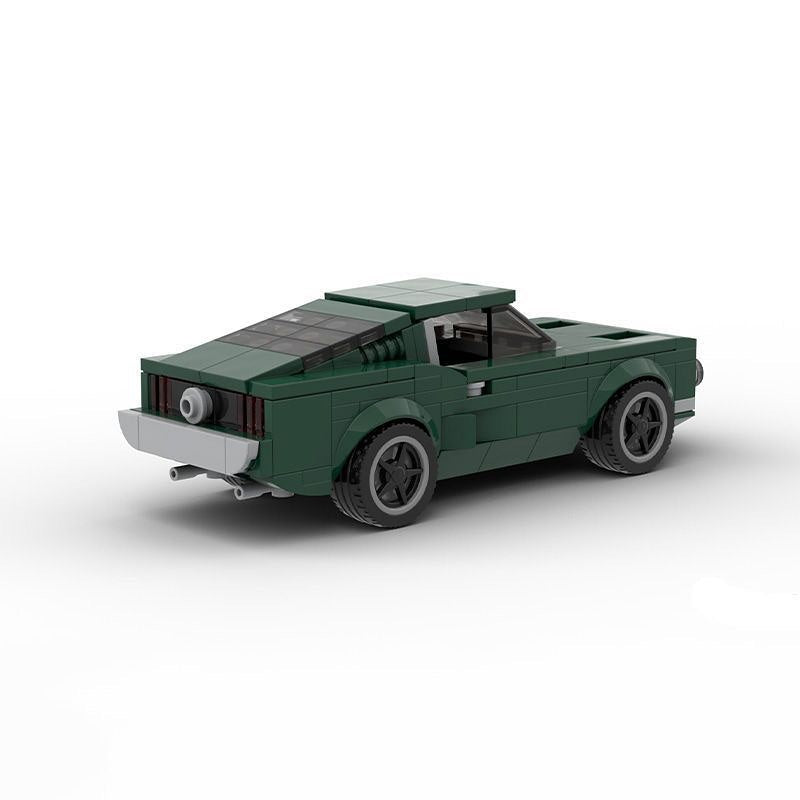 Vintage 1968 Dark Green V8 Fastback Muscle Car Building Kit | 6-Wide LEGO-Compatible MOC - 2