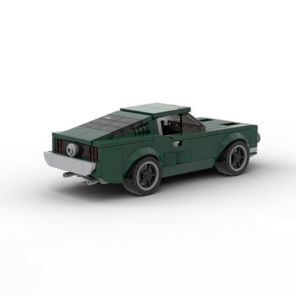 Vintage 1968 Dark Green V8 Fastback Muscle Car Building Kit | 6-Wide LEGO-Compatible MOC - 2