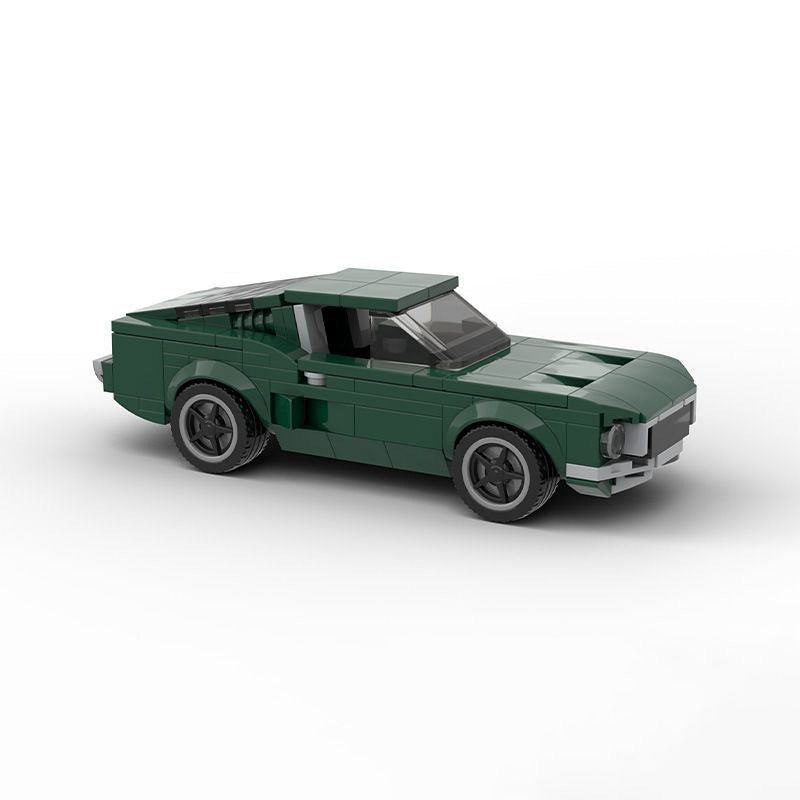 Vintage 1968 Dark Green V8 Fastback Muscle Car Building Kit | 6-Wide LEGO-Compatible MOC - 3